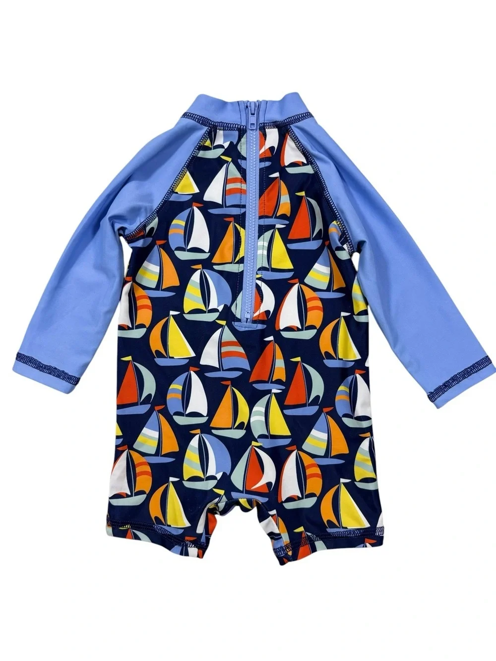 Little Me Infant Blue Sailboat Rash Guard Swim One-Piece